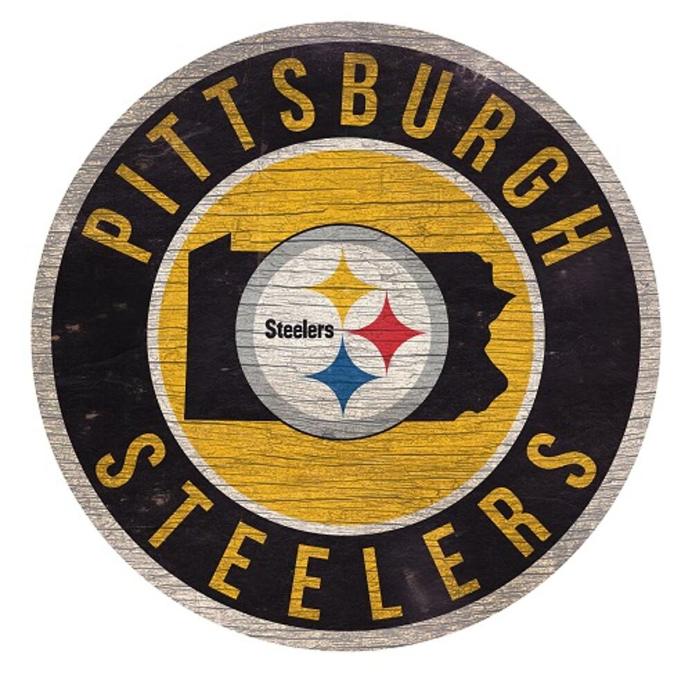 NFL Steelers Circle Sign State 12" Retro Logo Pittsburgh Mancave Wall